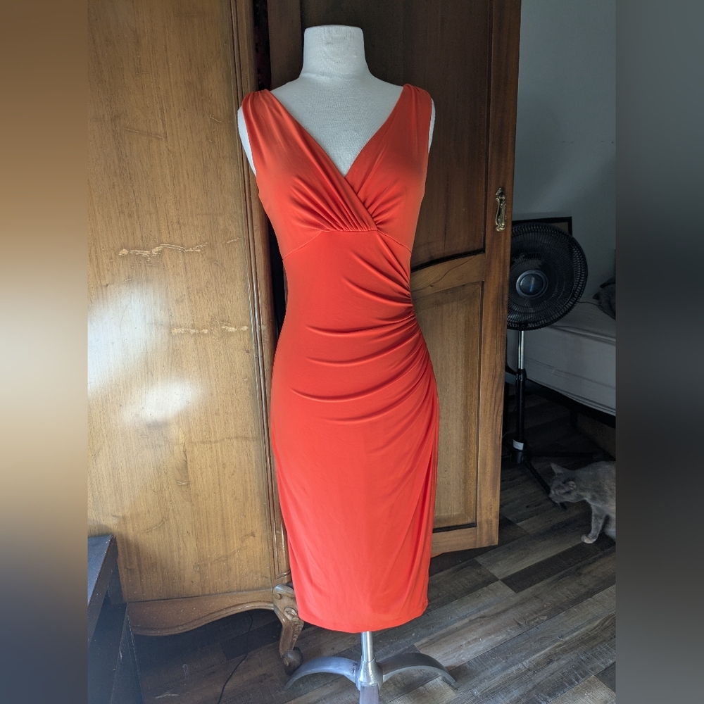 Lauren Ralph Lauren Vibrant Orange Midi Dress